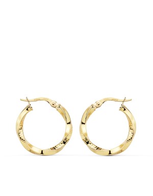 9K PENDIENTES AROS HUECOS ORO AMARILLO RELIADOS 20 X 2.5 MM