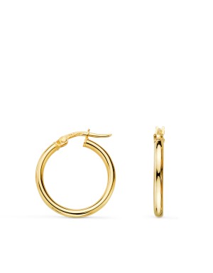18K AROS ORO AMARILLO HUECOS REDONDOS TUBO REDONDO 19 MM. GROSOR 2 MM