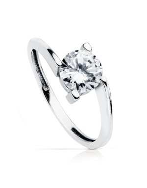 9K SOLITARIO ORO BLANCO CRUZADO CON CIRCONITA DE 7 MM