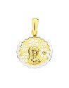 18K MEDALLA ORO BICOLOR VIRGEN NIÑA  CIRCONITA 15 MM