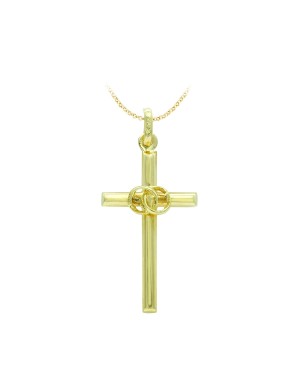 18K CRUZ ORO AMARILLO HUECA ALIANZAS. 23X12 MM