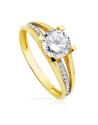 18K SOLITARIO ORO BICOLOR CIRCONITA CON 4 GARRAS Y CIRCONITA DE 7 MM