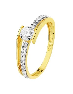18K SOLITARIO ORO BICOLOR CIRCONITA 6 MM