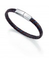 PULSERA ACERO, PIEL AZUL Y MARRON SR FAS
