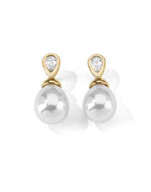 Pendientes lágrima perla8mm plata dorada