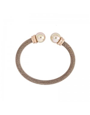 Brazalete rigido rosado con perla rosa