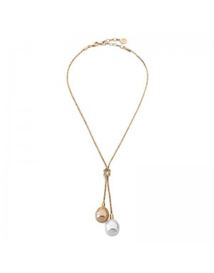 Collar perlas dorada y blanco plata chap